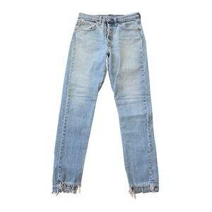 Levi Strauss Co‎ 501 S Womens Light Wash Distressed Frayed Hem Jeans Size 27